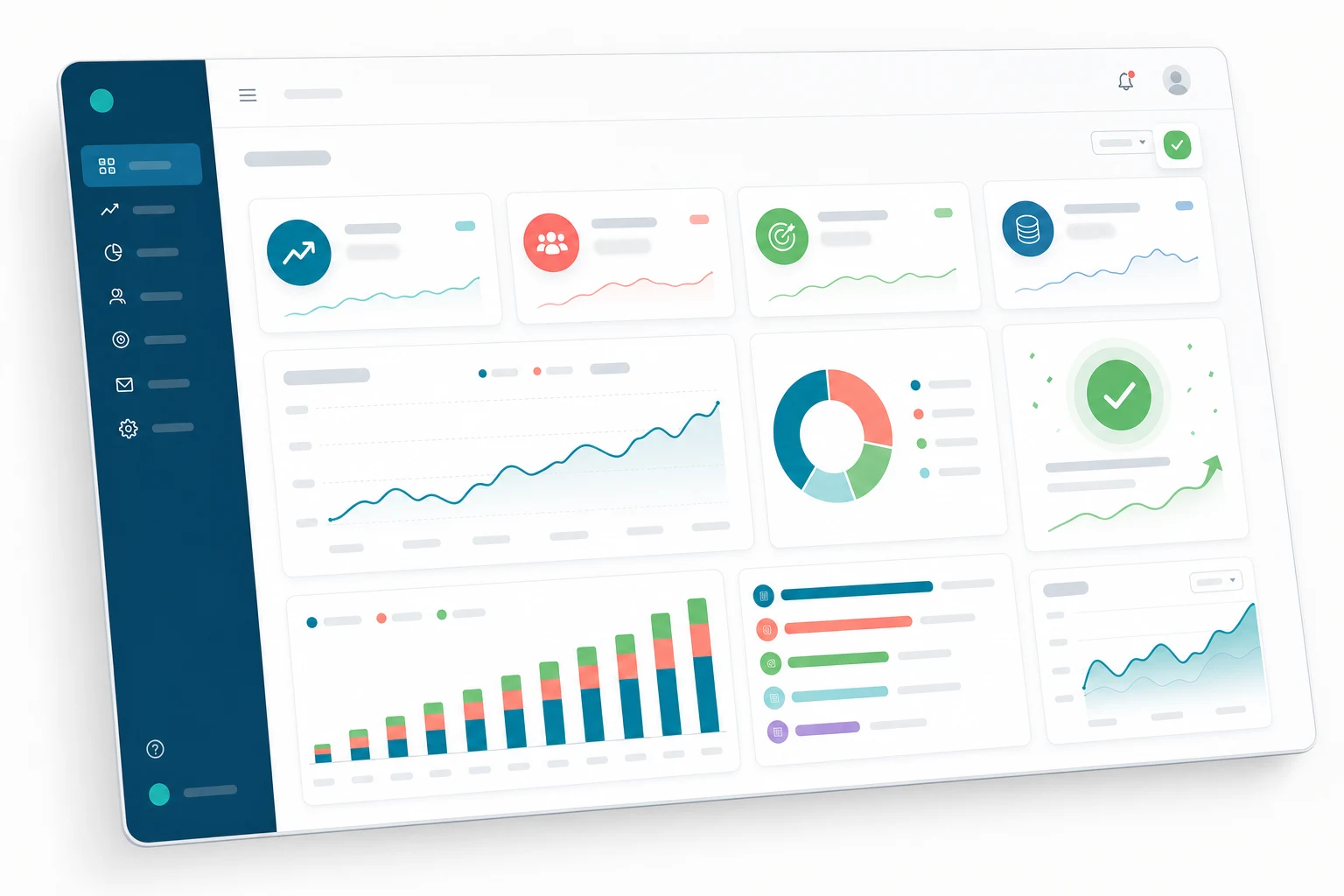 A rising analytics dashboard with a celebrating team